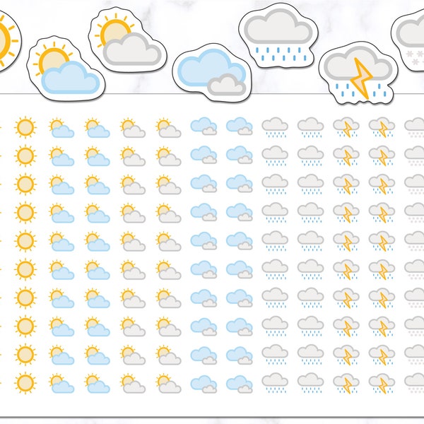 Weather Stickers | 140 Weather Planner Stickers | Planner Stickers | Journal Stickers | Weather Tracker Stickers | Weather Icon Stickers