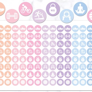 Gezondheidspictogram ronde plannerstickers | Gezondheidsstickers | Sportschoolplannerstickers | Halterstickers | Fietsstickers | Stickers hardloopschoenen