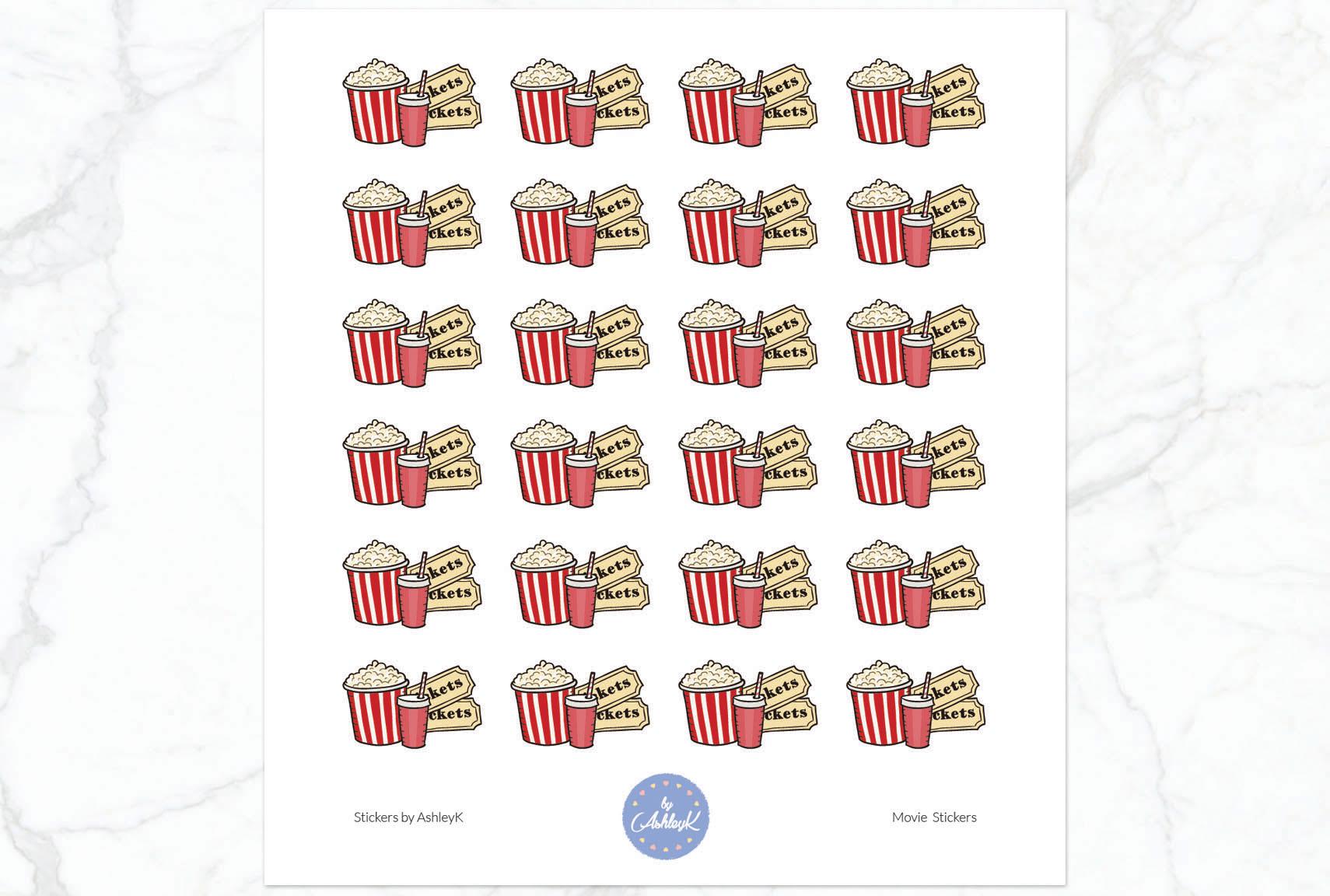 Movie Stickers | Movie Night Stickers | Movie Date | Cinema Stickers ...