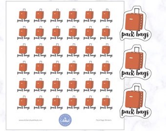 Cute Pack Bags Stickers | Luggage Stickers | Suitcase Stickers | Travel Stickers | Trip Stickers | Packing Stickers | Planner Stickers