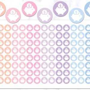 Sparschwein Symbol Runde Aufkleber | Zahltag Aufkleber | Geld Icon Sticker | Planner Sticker | Journal Aufkleber | Kreis Sticker