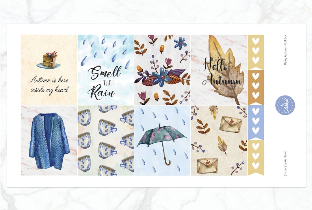 Rainy Autumn Weekly Kit for Erin Condren Vertical Horizontal Planner ...