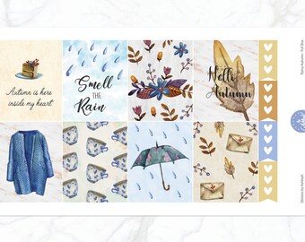 Regnerischer Herbst Wochen Kit für Erin Condren Vertikale Horizontale Planer | Niedliche Herbst Sticker | Herbst Sticker Kit