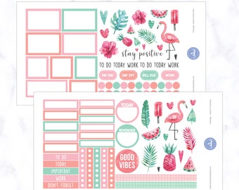 Flamingo Weekly Spread Planner Stickers | Summer Weekly Spread Stickers | Decorative Planner Stickers | Flamingo Planner Stickers