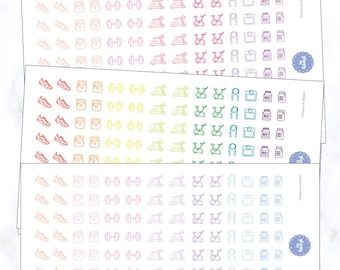 112 Fitness Icon Stickers | Gym Planner Stickers | Workout Icon Stickers | Fitness Stickers | Running Shoes Sticker | Weight Tracker Sticker