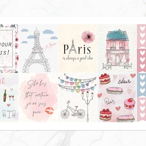 Kit Semanal Paris para Erin Condren Planejador Vertical Horizontal | Adesivos Planejador Paris | Kit Semanal Fofo | Kit de Adesivos Planejador de Viagem Semanal