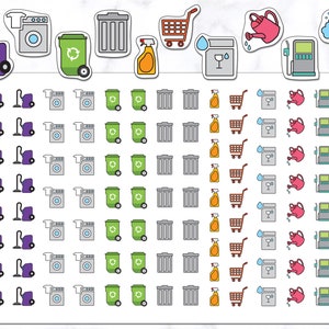 110 Housework Planner Stickers Cleaning Stickers Laundry Stickers Spray Stickers Vacuum Stickers Recycle Sticker Bin Day Sticker image 1