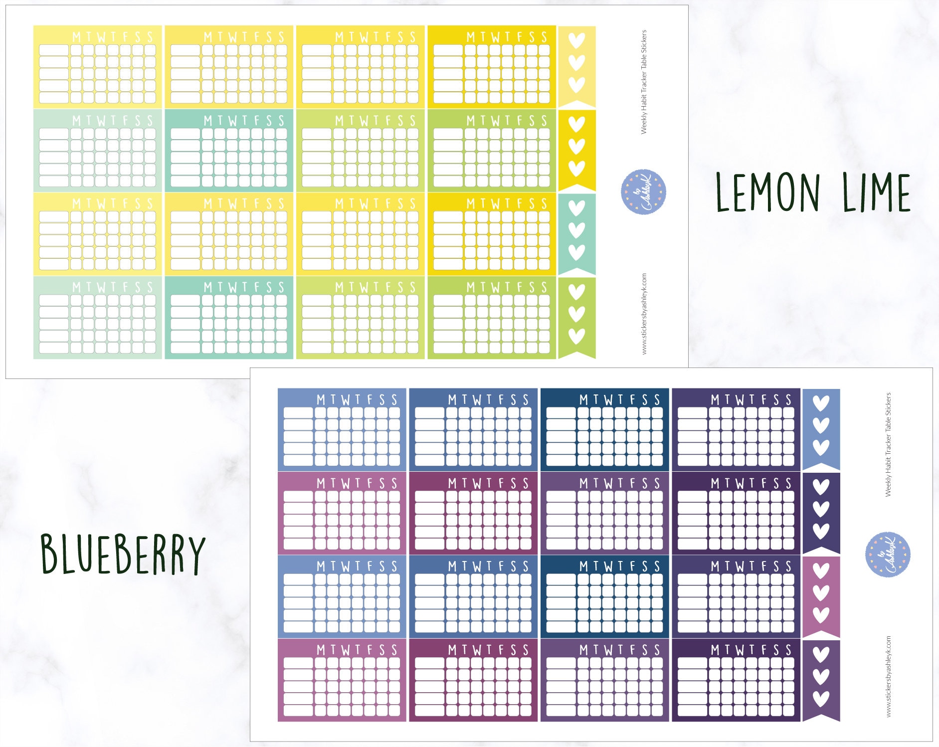 Weekly Habit Tracker Table Planner Stickers | Habit Tracker Stickers ...