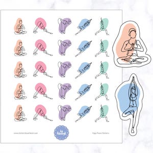 Adesivi per pianificatore di posizioni yoga / Adesivi per pianificatore di yoga / Adesivi per ragazze yoga / Adesivi per meditazione / Adesivi per ragazze fitness / Adesivi per yogi