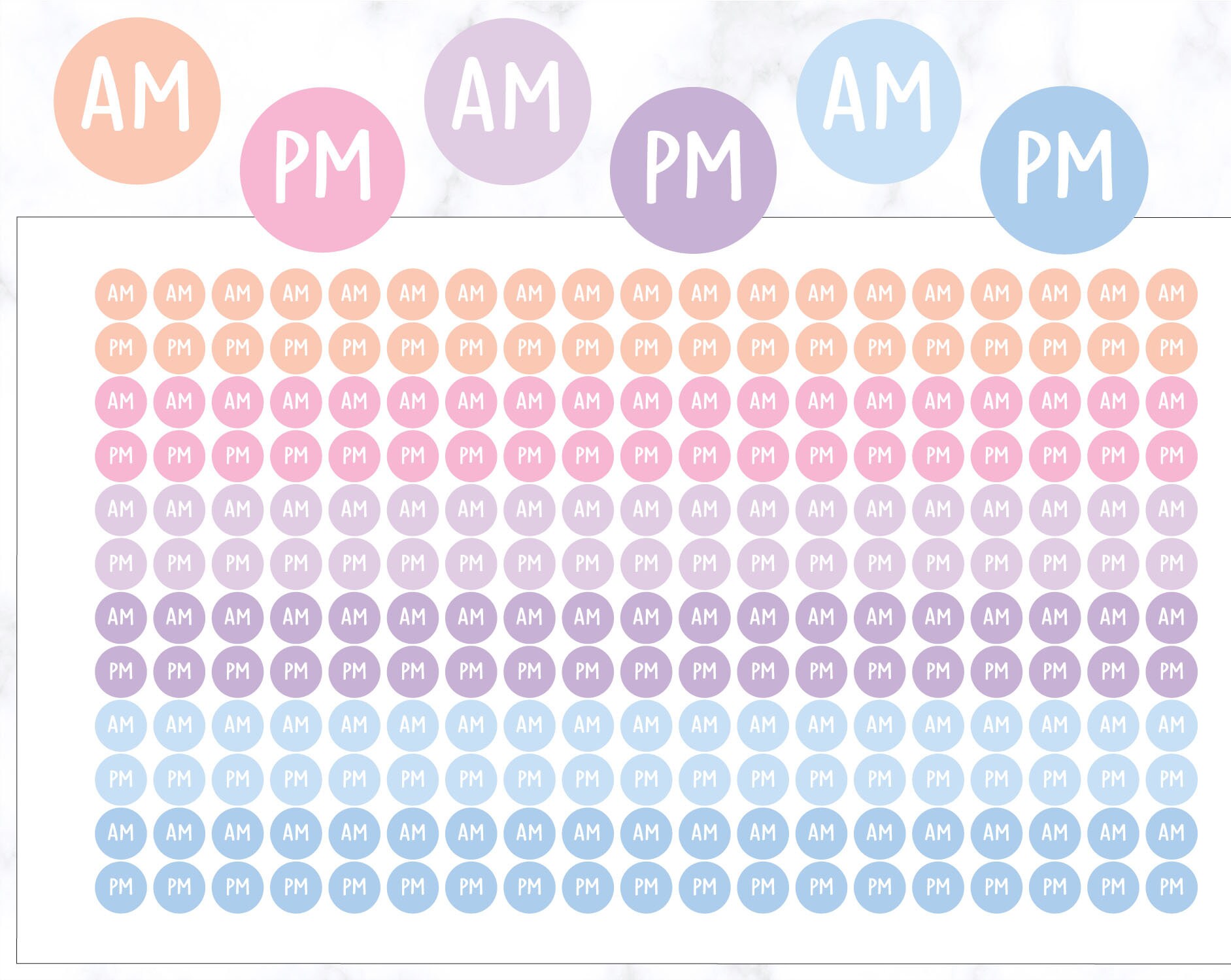 228 AM PM Mini Dot Stickers | Dot Planner Stickers | Am Pm Routine ...