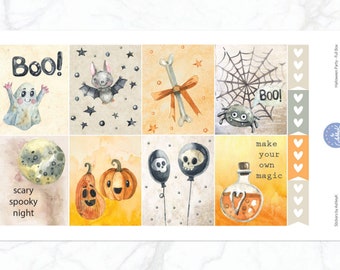 Kit semanal de fiesta de Halloween para Erin Condren, planificador vertical y horizontal, pegatinas de Halloween, kit semanal de Halloween y kit semanal de octubre.