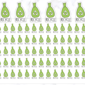 Planer Aufkleber | Recycle Day Sticker | Hausarbeit Symbol Aufkleber | Journal Aufkleber | Kreis Aufkleber | Recycling Sticker