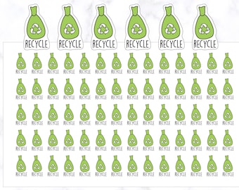 Adesivos de reciclagem para planner | Adesivos de reciclagem para agenda diária | Adesivos com ícones de tarefas domésticas | Adesivos para diário | Adesivos circulares | Adesivos de reciclagem