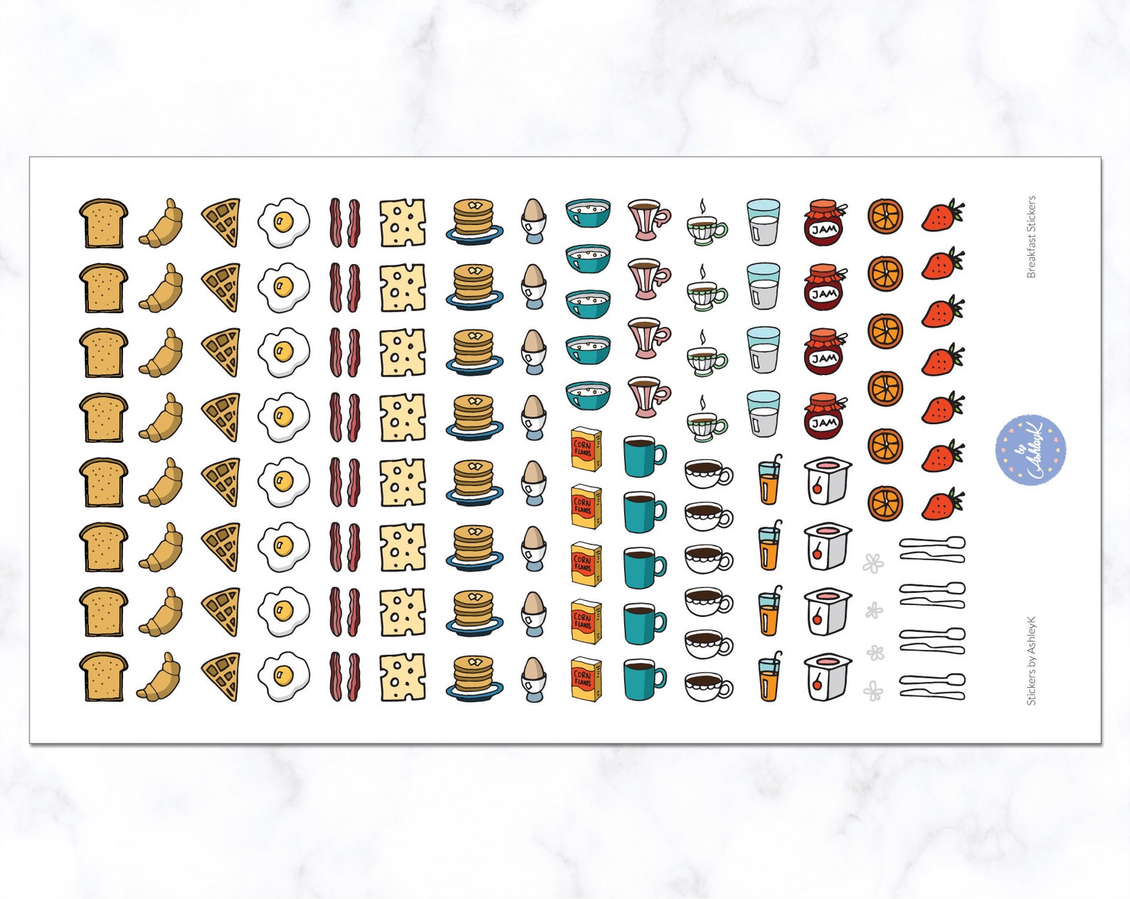 Food Stickers Breakfast Stickers Meal Stickers Coffee - Etsy