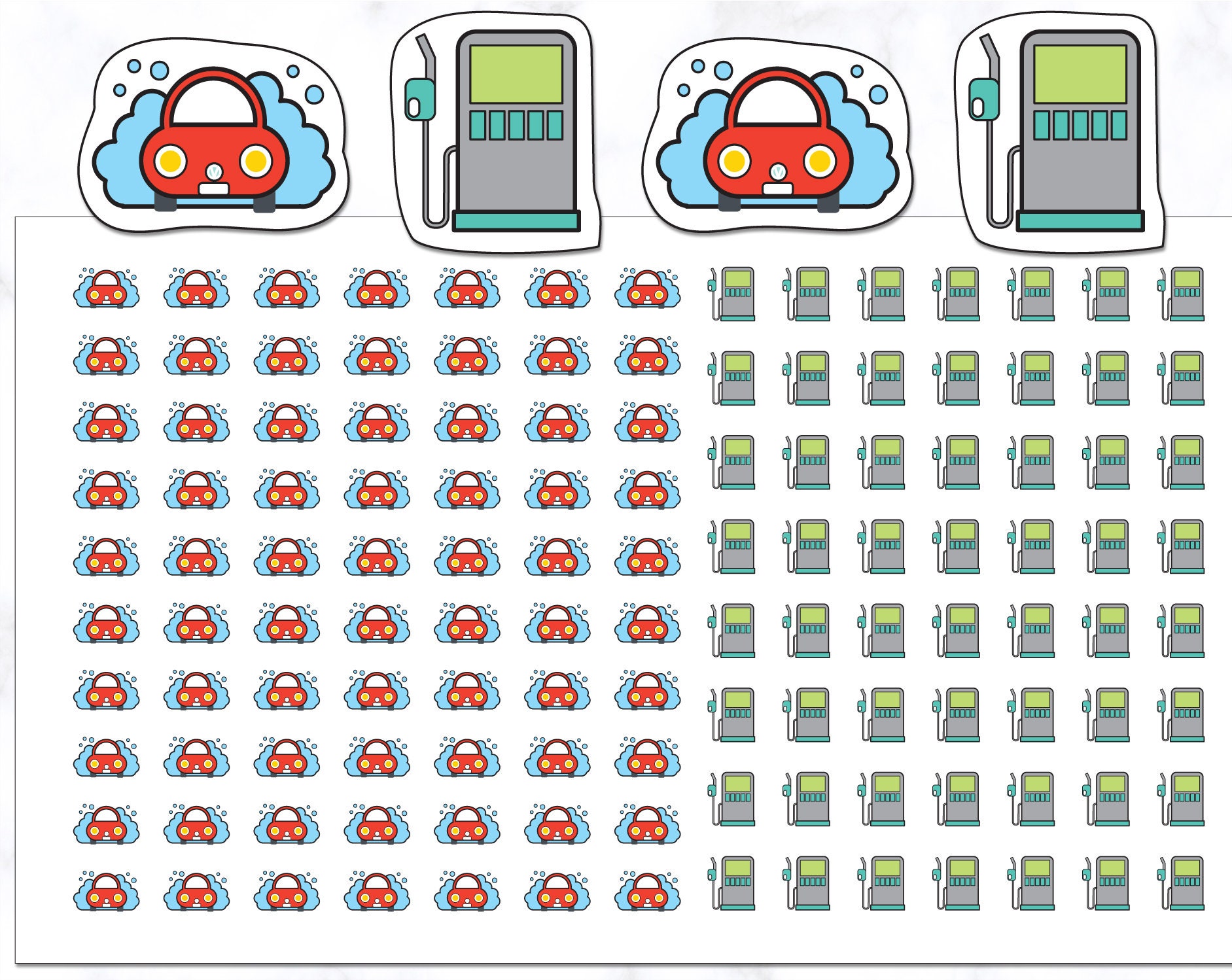 Car Wash Planner Stickers | Car Fuel Stickers | Wash Your Car Stickers ...
