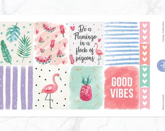 Flamingo Weekly Kit for Erin Condren Vertical Horizontal Planner | Summer Weekly Kit | Flamingo Planner Stickers | Good Vibes Stickers