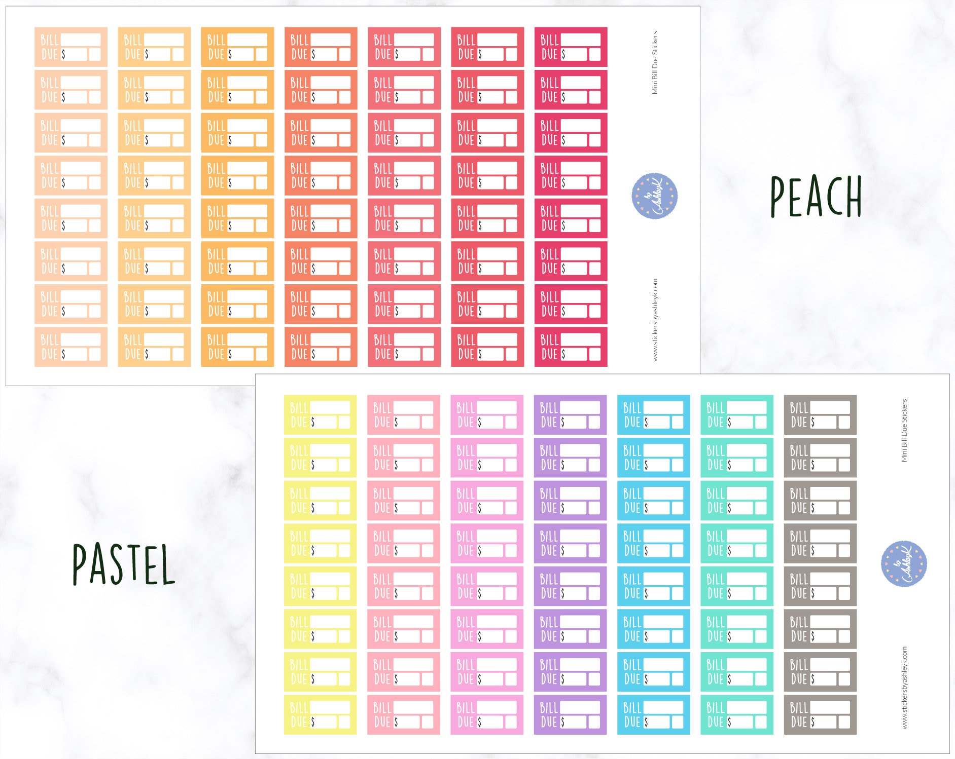 Mini Bill Due Planner Stickers | Bill Due Stickers | Pay Bill Stickers ...