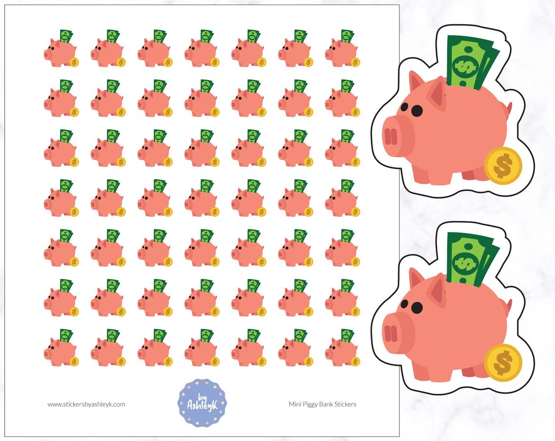 Coin Sticker Bank Mini Piggy Bank Planner Stickers | Savings Stickers | Money Stickers ...