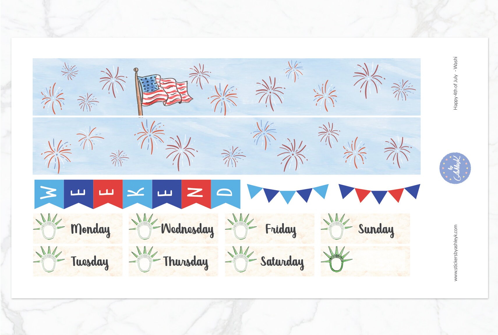 Happy 4th of July Weekly Kit for Erin Condren Vertical Horizontal ...