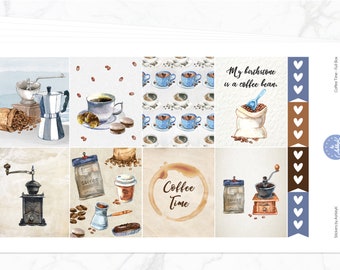 Coffee Time Weekly Kit for Erin Condren Planner | Erin Condren Weekly Sticker Kit | Coffee Planner Stickers | Love Coffee Weekly Kit