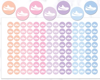 Laufschuhe Symbol runde Aufkleber | Gym Aufkleber | Workout-Aufkleber | Fitness-Aufkleber | Laufschuhe Aufkleber | Schritte Aufkleber