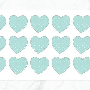 Naklejki do planera Mint Heart Sticky Notes | Naklejki do planera Notes | Naklejki Post It Notes | Naklejki do dziennika | Naklejki do pamiętnika