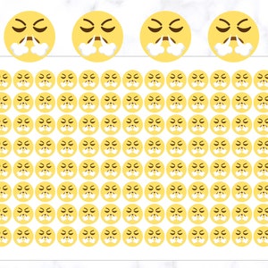 Gezicht met stoom van neus Emoji plannerstickers | Emojistickers boos gezicht | Frustratiestickers | Vervelende emoticonstickers