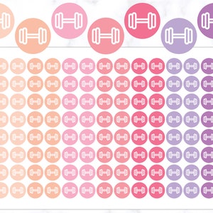 Dumbbell Icon Stickers | Gym Stickers | Workout Icon Stickers | Journal Stickers | Circle Stickers | Icon Round Stickers