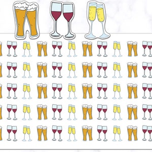 Wine Stickers | Beer Stickers | Drinks Stickers | Planner Stickers | Journal Stickers | Diary Stickers - Erin Condren, Happy Planner