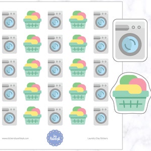 Laundry Day Planner Stickers | Laundry Stickers | Washing Clothes Planner Stickers | Washing Machine Stickers | Laundry Basket Stickers