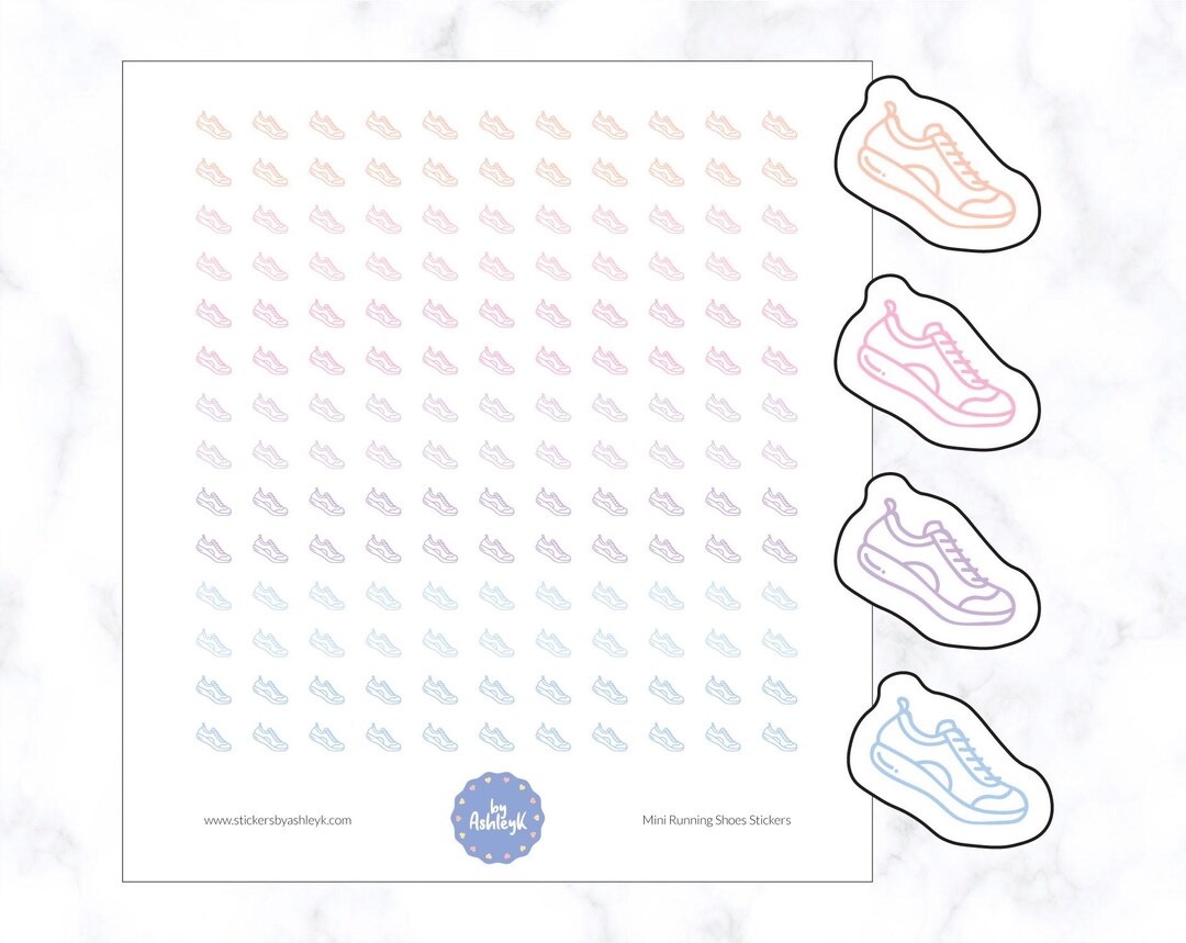 Mini Running Shoes Icon Stickers | Fitness Planner Stickers | Workout ...