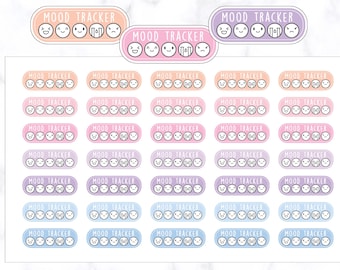 Pegatinas de planificador con esquinas redondeadas para seguimiento del estado de ánimo / Pegatinas de estado de ánimo / Pegatinas de planificador con seguimiento del estado de ánimo / Pegatinas de diario