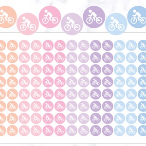 Pegatinas de planificador con iconos de ciclismo / Pegatinas de ciclismo / Pegatinas de paseos en bicicleta / Pegatinas de diario / Pegatinas circulares de entrenamiento / Pegatinas redondas con iconos