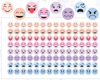 Emoji Stickers | Emoticon Round Stickers | Cute Emoticon Stickers | Mood Tracker Stickers | Mood Planner Sticker | Mood Sticker