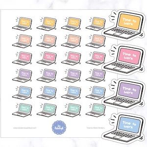 Time to  Work Planner Stickers | Work Planner Stickers | Laptop Planner Stickers | Computer Planner Stickers