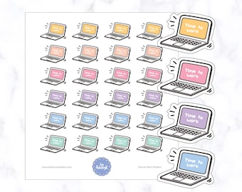Time to  Work Planner Stickers | Work Planner Stickers | Laptop Planner Stickers | Computer Planner Stickers