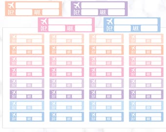 32 Flight Tracker-plannerstickers | Stickers met vluchtgegevens | Stickers voor mijn vluchtplanner | Vluchttrackingstickers | Stickers reisplanner