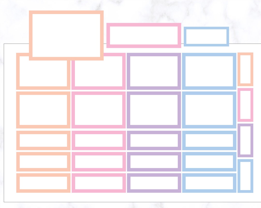 Colourful Boxes Planner Stickers | Half Box Stickers | Quarter Box ...