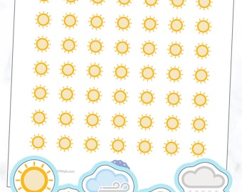Wetter-Aufkleber | Sonnige Aufkleber | Bewölkt Aufkleber | Regen Stickers | Gewitter Aufkleber | Teilweise Sonnige Aufkleber | Schneemann Sticker