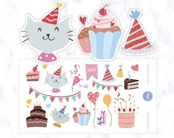 Happy Birthday Decorative Stickers | Birthday Planner Stickers | Birthday Card Stickers | Birthday Party Stickers | Birthday Cake Stickers
