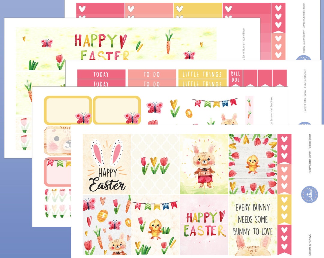 Happy Easter Bunny Weekly Kit for Erin Condren Vertical Planner | Cute ...