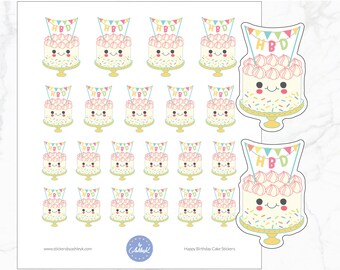 Happy Birthday Cake Planner Stickers | Happy Birthday Stickers | Birthday Cake Stickers | Cake Planner Stickers | Birthday Stickers