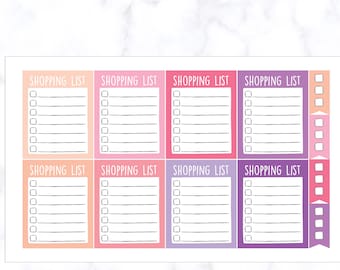 Shopping List Planner Stickers | Grocery Shopping Stickers | Shopping Checklist Stickers | Journal Stickers | Checklist Stickers