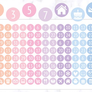 Datum Dot 10 mm Runde Planer Aufkleber | Datum Punkte Aufkleber | Termine Sticker | Planer Datum Punkte Aufkleber | Mini Datum Sticker