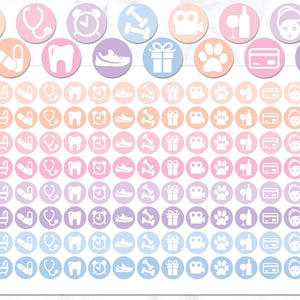 Alltags-Symbol Runde Aufkleber | Gym-Icon-Aufkleber | Gesundheit Symbol Aufkleber | Tägliche Icon-Planer-Aufkleber | Lifestyle Icon Sticker