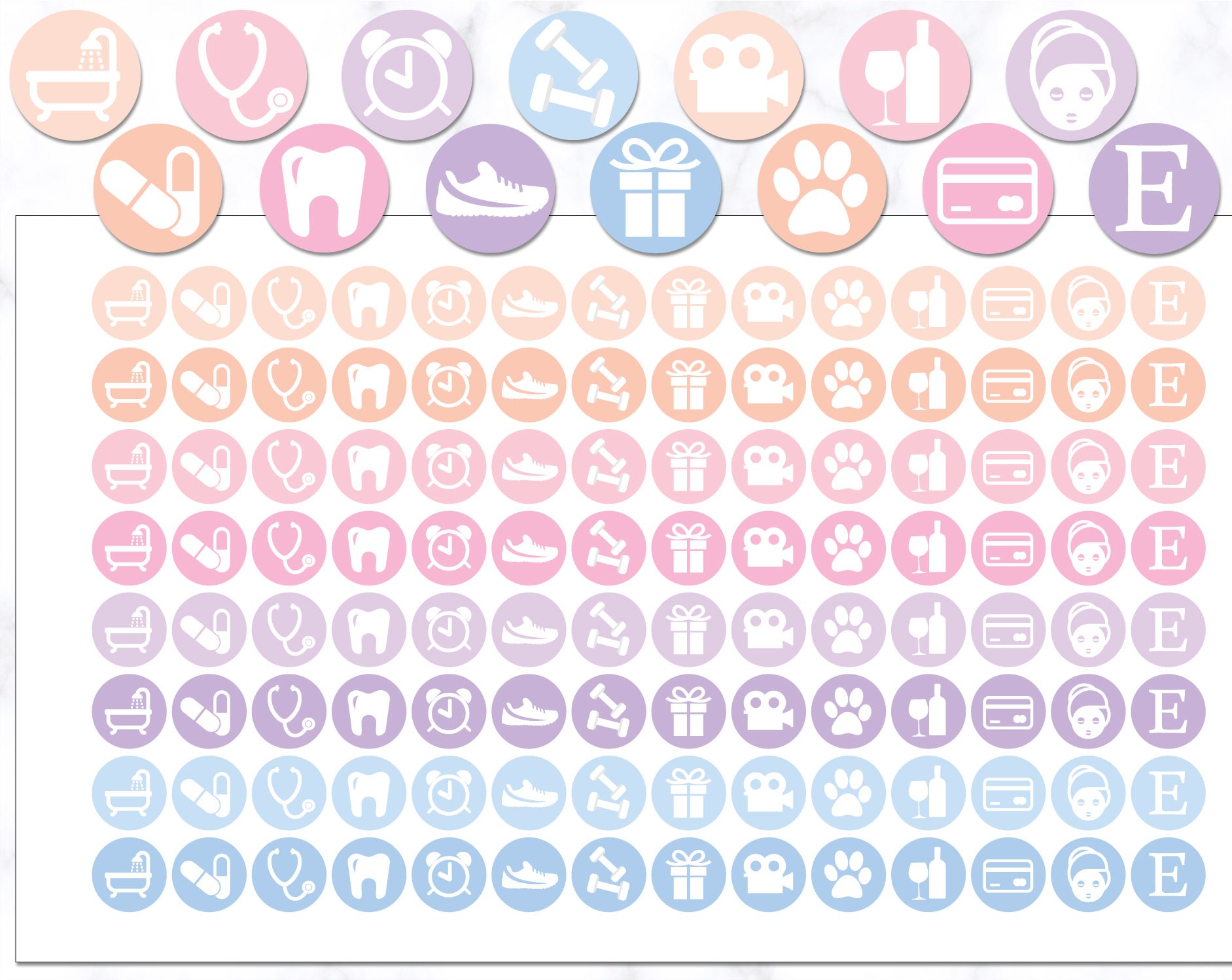 Daily Routine Icon Round Stickers | Gym Icon Stickers | Health Icon ...