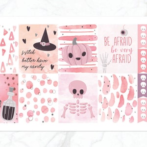 Pink Halloween Weekly Kit for Erin Condren Vertical Horizontal Planner | Cute Halloween Planner Stickers | October Weekly Sticker Kt