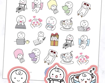 Emoji Collection Stickers | Work Emoji Planner Stickers | Sleep Emoji Stickers | Coffee Emoji Stickers | Heart Eyes Emoji Planner Stickers