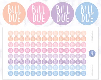 Bill Due Round Planner Stickers | Pastel Colour Coding (112 Count)
