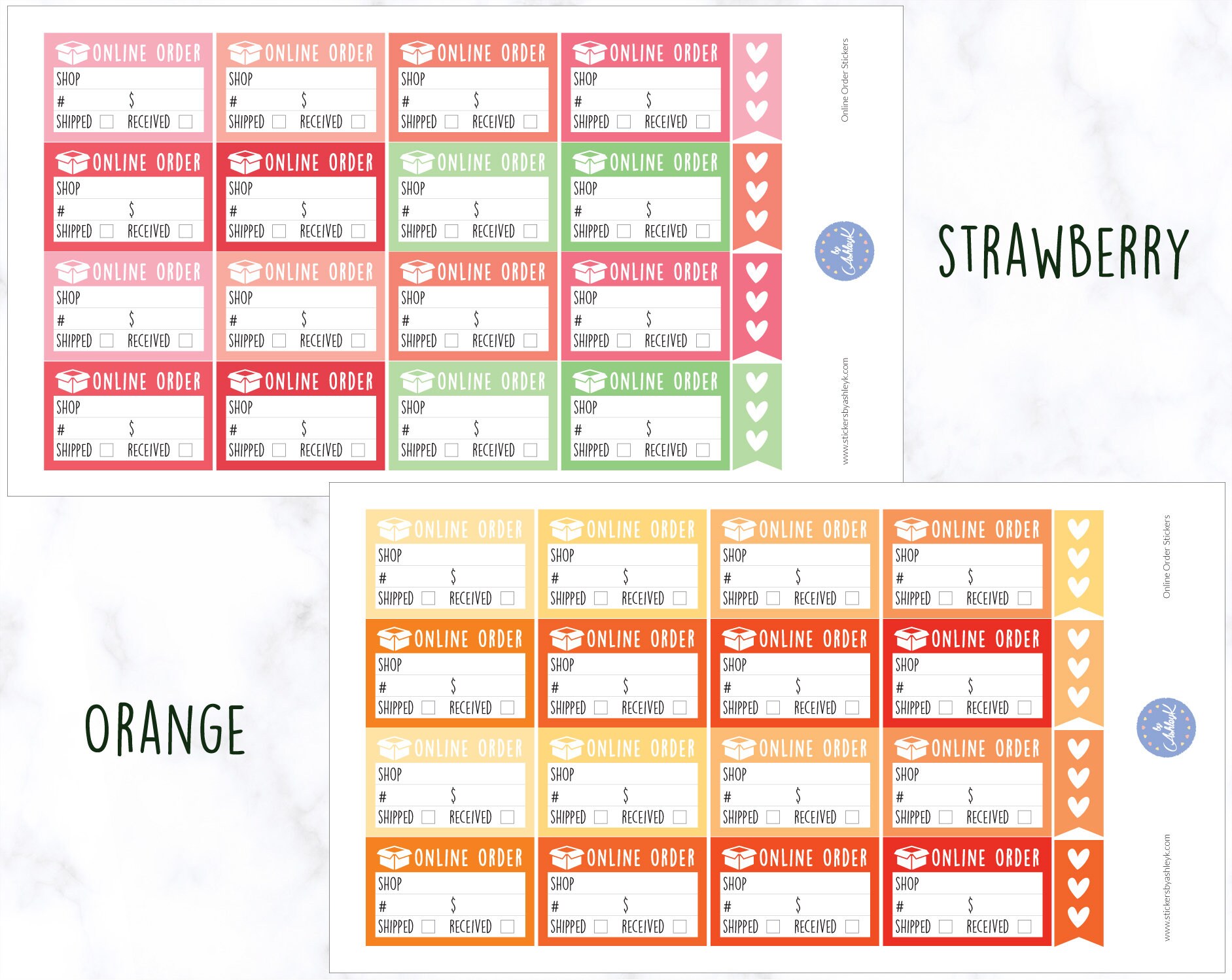 Online Order Planner Stickers | Online Order Half Box Stickers | Online ...